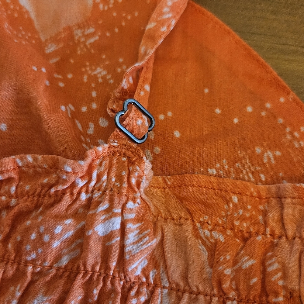 Hurley Cotton Mini Sun Dress Beach Summer Orange Print Size XL - Picture 11 of 12